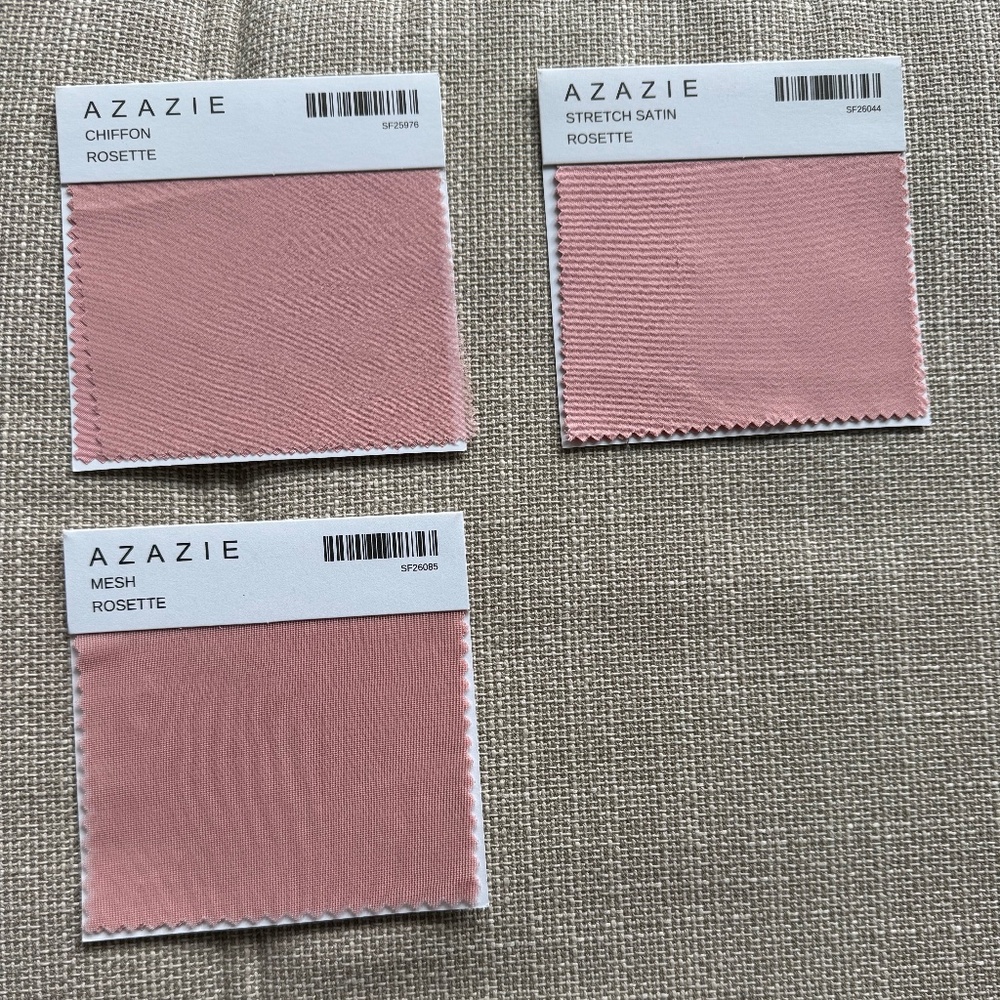 Azazie rosette swatches
